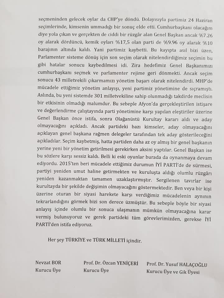 İYİ Parti’de istifa depremi