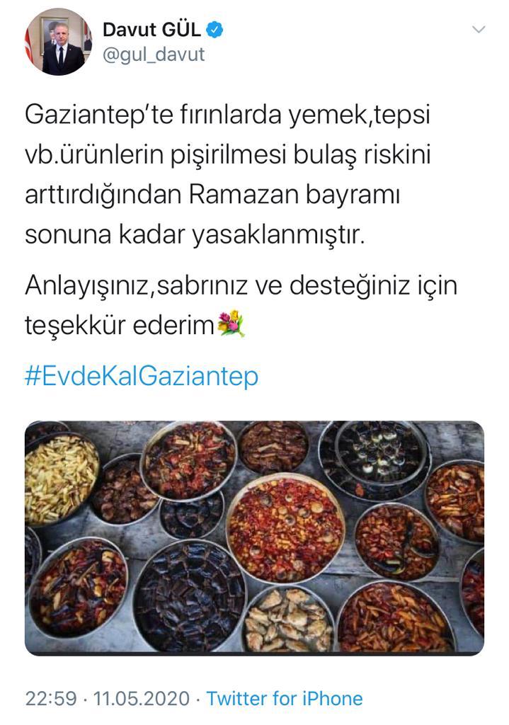 Gaziantep'te Fırınlarda tepsi yasağı