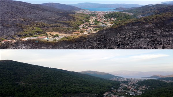 Marmaris’in yangın öncesi ve sonrası havadan görüntüleri