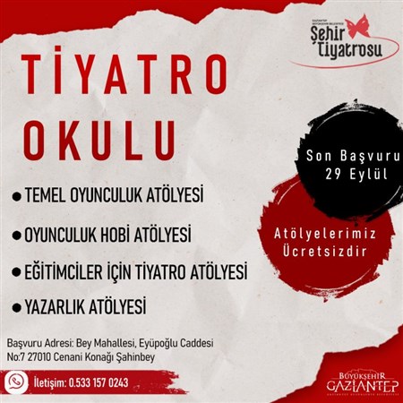 Gaziantep Büyükşehir Belediyesi Şehir Tiyatrosu, Tiyatro Okulu Açıyor
