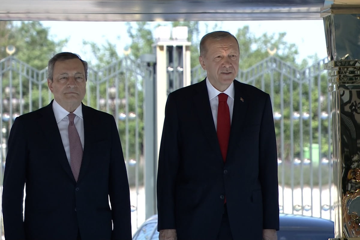 Cumhurbaşkanı Erdoğan, İtalya Başbakanı Draghi ’yi resmi törenle karşıladı