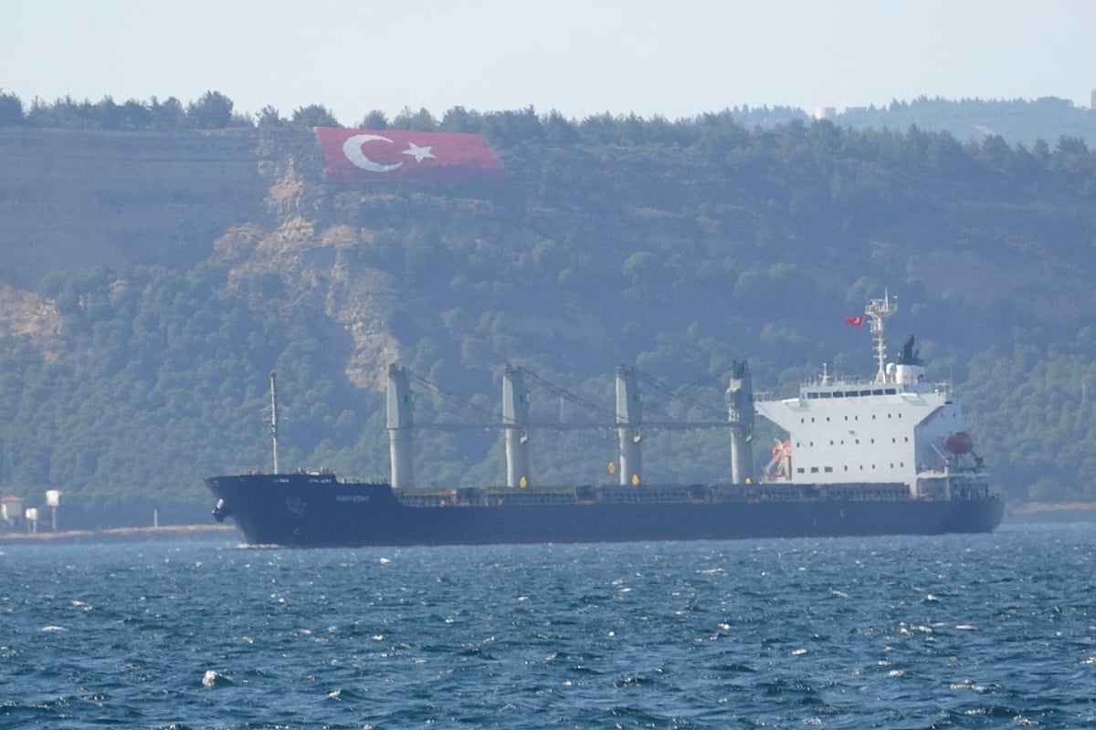 Ukrayna ’dan yola çıkan mısır yüklü ‘Navi-Star ’ tahıl gemisi Çanakkale Boğazı ’ndan geçti
