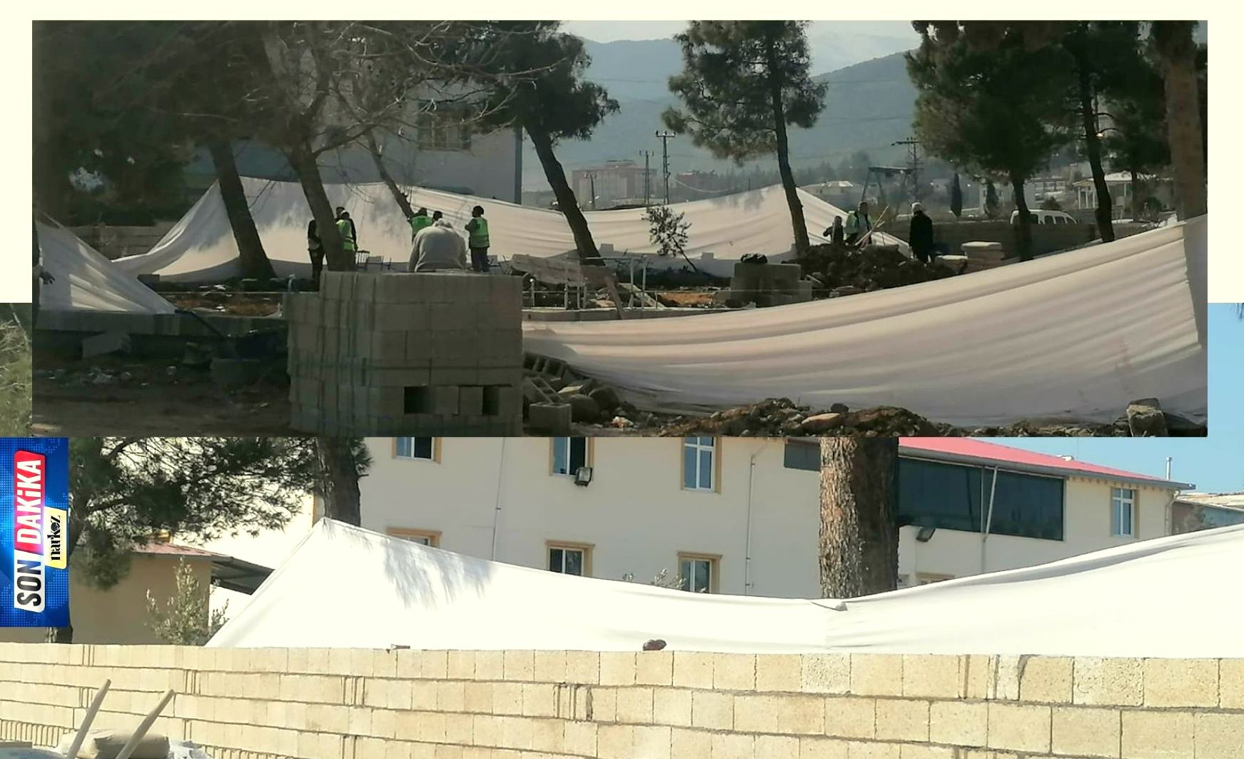Kefen ile bahçe duvarı yaptılar