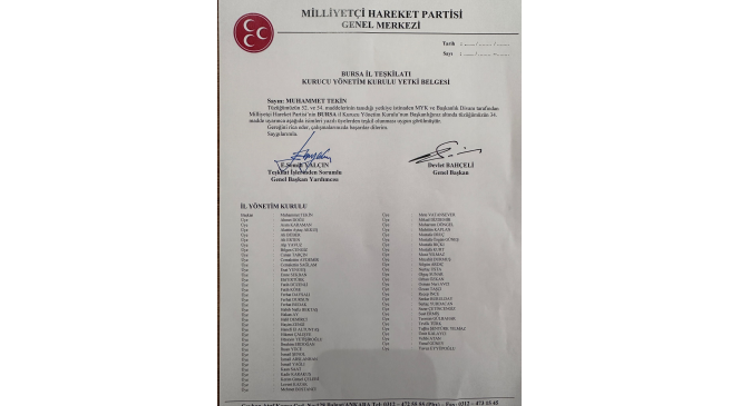 MHP Bursa İl Başkanlığına Muhammet Tekin getirildi MHP Bursa İl Başkanlığına Muhammet Tekin getirildi