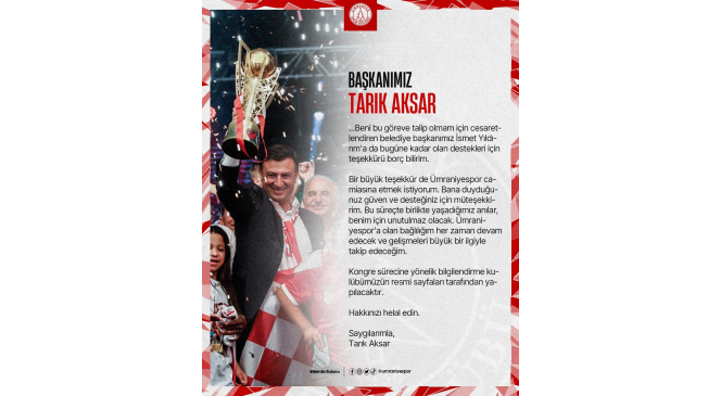 Ümraniyespor Başkanı Tarık Aksar, görevini bıraktı
