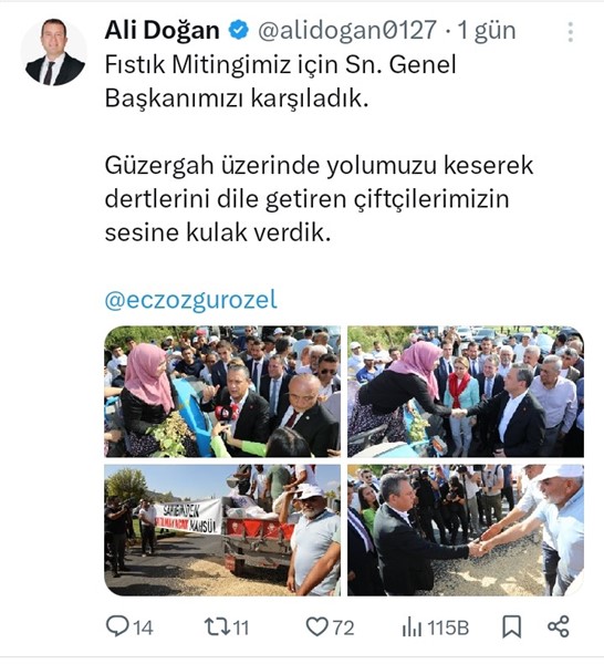Özgür Özel'in yolunu kesen çiftçi CHP'li Belediye Başkanı Ali Doğan'ın eşi çıktı