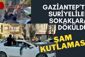 Suriyeliler, Gaziantep'te Şam yönetiminin düşmesini kutluyor