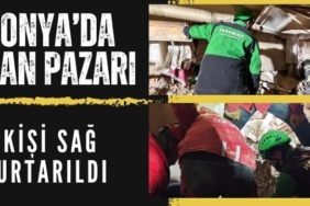 Konya'da çöken bina enkazından iki kişi sağ kurtarıldı