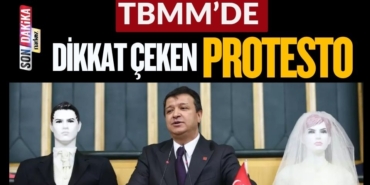 TBMM’de Dikkat Çeken Protesto: Kürsüye Gelin ve Damat Mankeniyle Çıktı TBMM’de Dikkat Çeken Protesto: Kürsüye Gelin ve Damat Mankeniyle Çıktı