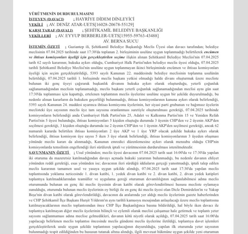 Şehitkamil Belediyesine Mahkemeden Şok Karar