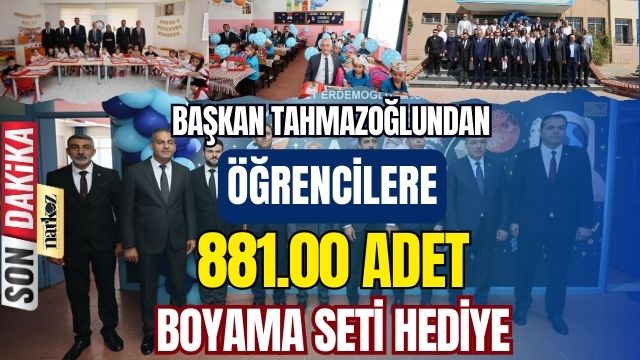 Başkan Tahmazoğlu' ndan Öğrencilere 881.000 Adet Boyama Seti Hediye