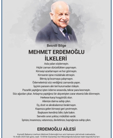 Mehmet Erdemoğlu Anma İlanı 2025