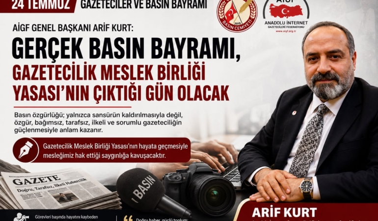 Başkan Arif Kurt “Gazeteciliğin Geleceği İçin Meslek Birliği Yasası Şart