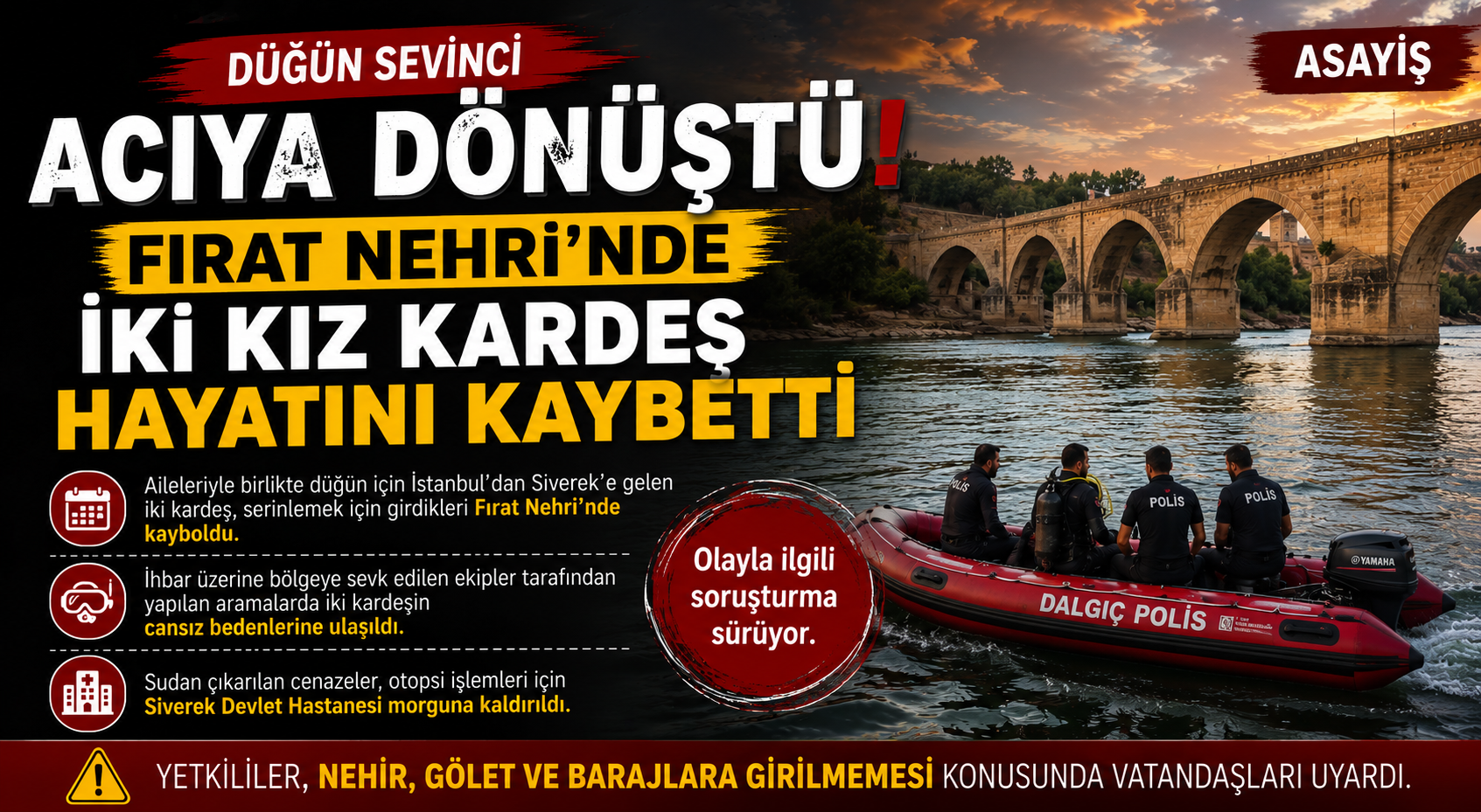 Düğün Sevinci Acıya Dönüştü Fırat Nehri’nde İki Kız Kardeş Hayatını Kaybetti