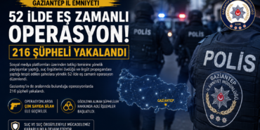 Gaziantep’te de Eş Zamanlı Operasyon: 52 İlde 216 Şüpheli Yakalandı