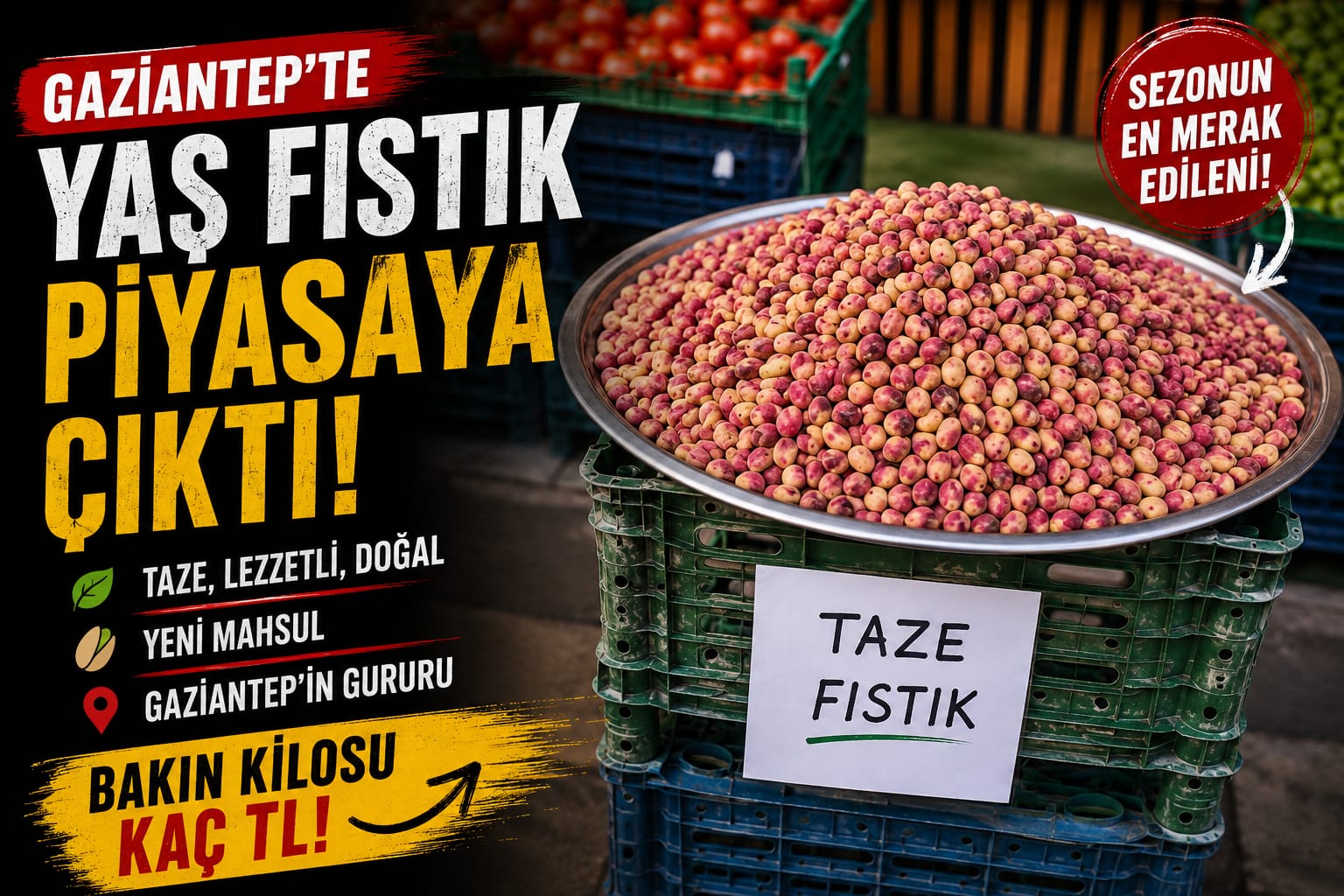 Gaziantep’te Yaş Fıstık Tezgâha İndi Fiyatını Görenler Şaşkına Döndü!