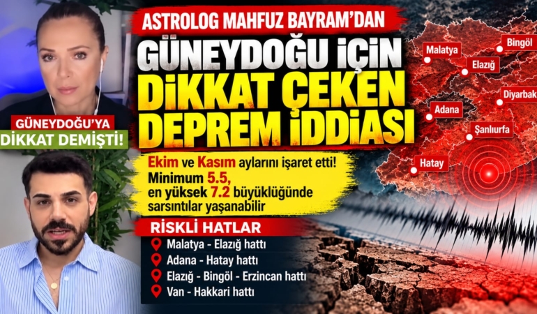 Astrolog Mahfuz Bayram'dan Güneydoğu İçin Dikkat Çeken Deprem Öngörüsü