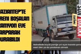 Gaziantep'te Freni Boşalan Kamyon Eve Çarparak Durabildi: Faciadan Dönüldü