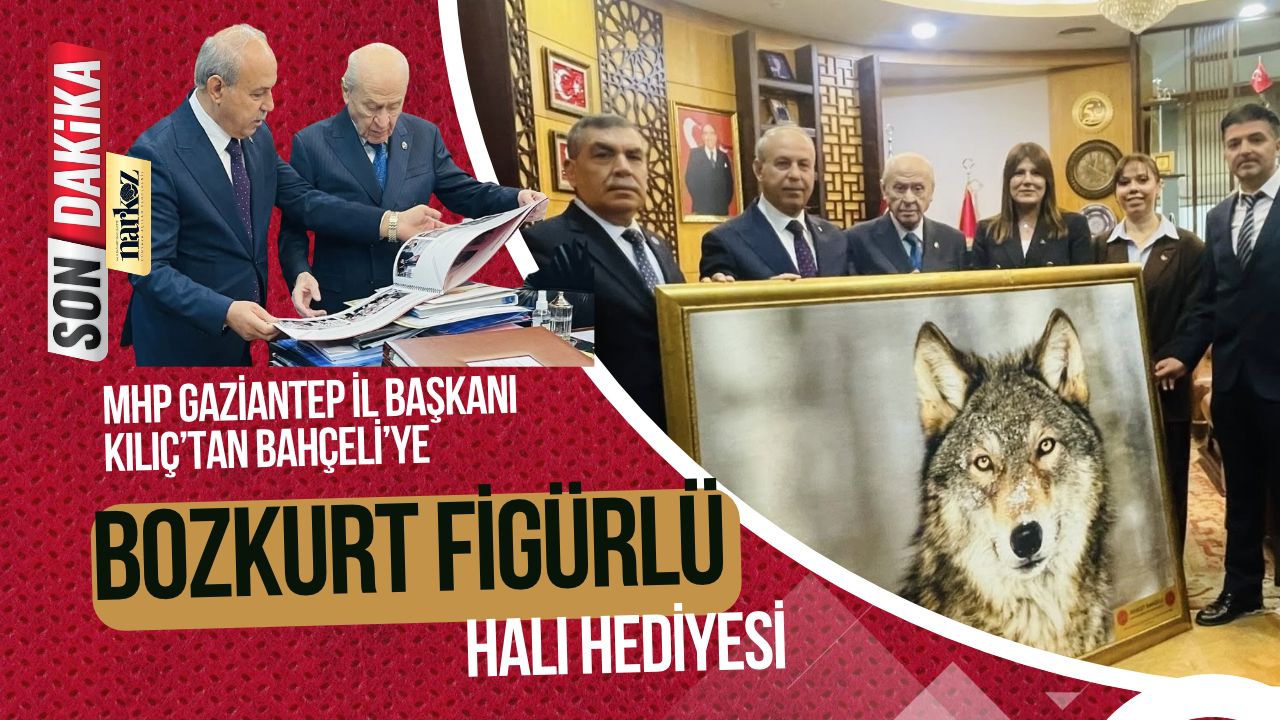 MHP Gaziantep İl Başkanı Kılıç’tan Bahçeli’ye Bozkurt Figürlü Halı Hediyesi